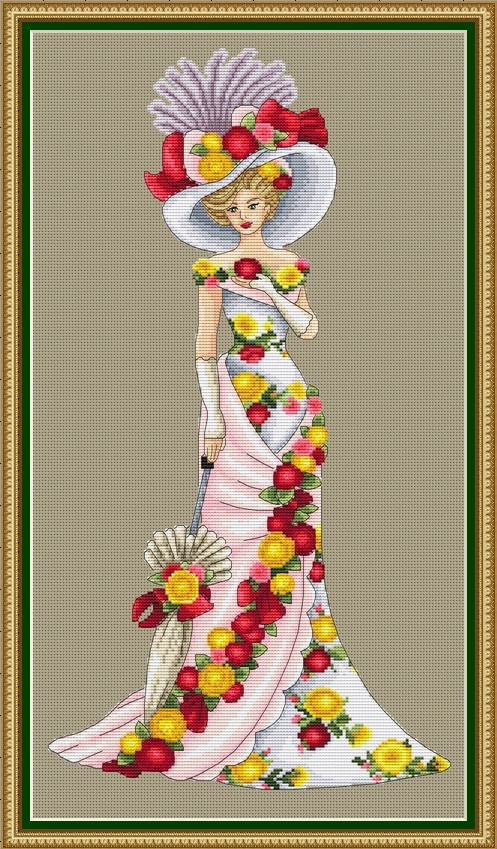 Lady with flowers dress