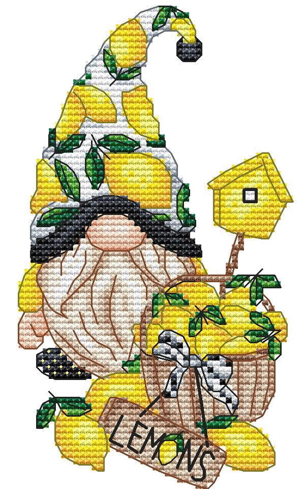 Grille point de croix - Gnome aux citrons - Les petites croix de Lucie