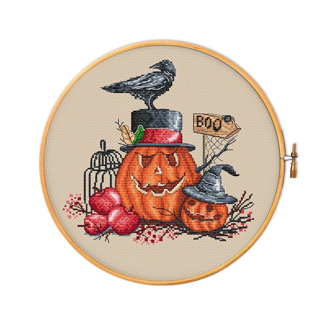 Happy pumpkins and crow for...