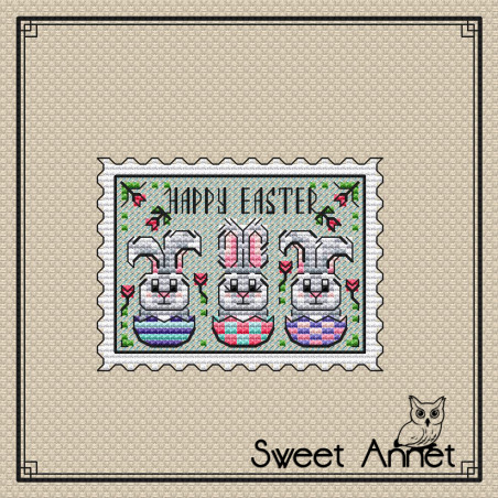 Grille point de croix - Timbre Happy Easter - Sweet Annet