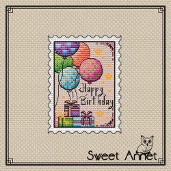 Grille point de croix - Timbre Happy Ballons - Sweet Annet