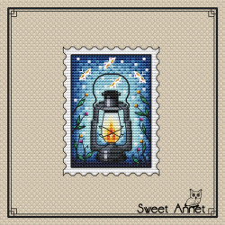 Grille point de croix - Timbre Lanterne aux papillons - Sweet Annet