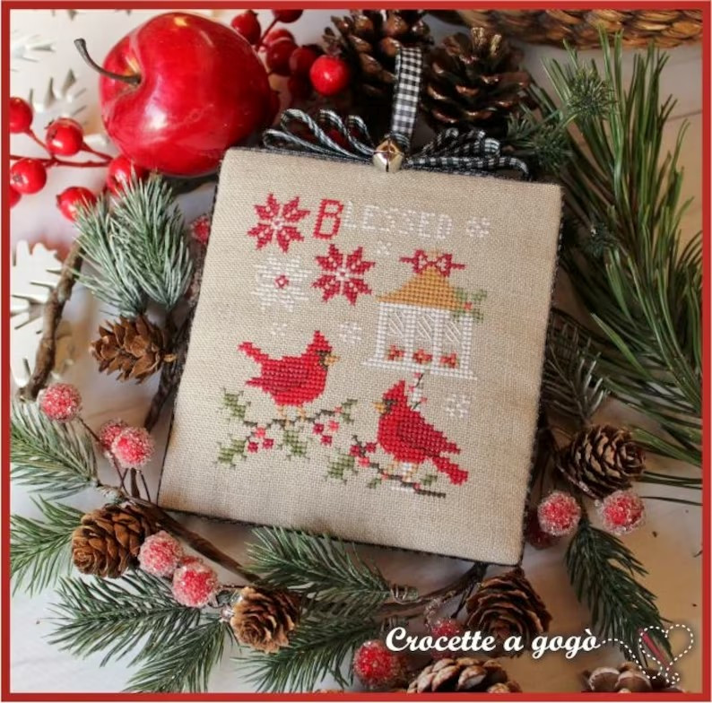 Grille point de croix - Christmas Cardinal - Crocette a gogo