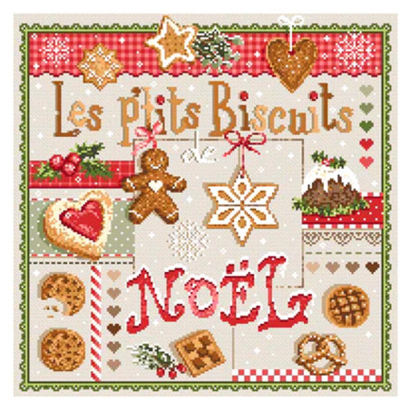 Grille point de croix - Les p'tits biscuits de Noël - Les petites croix de Lucie