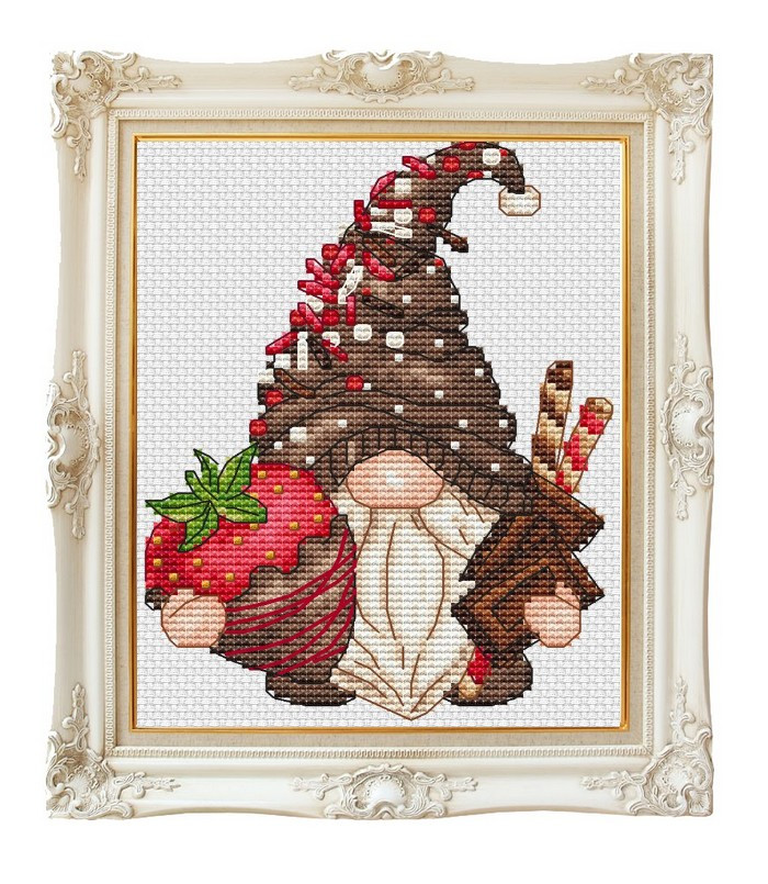 Grille point de croix - Gnome Chocolat Fraise - Les petites croix de Lucie