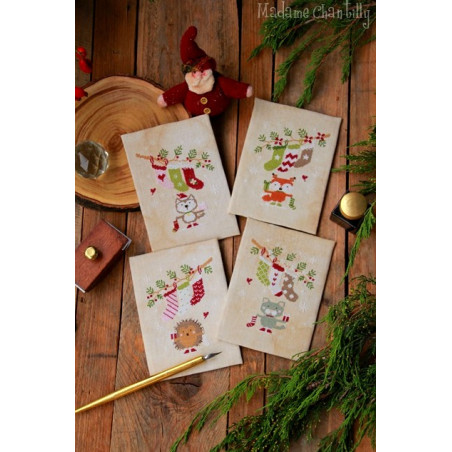 Grille point de croix - Christmas postcards - Madame Chantilly