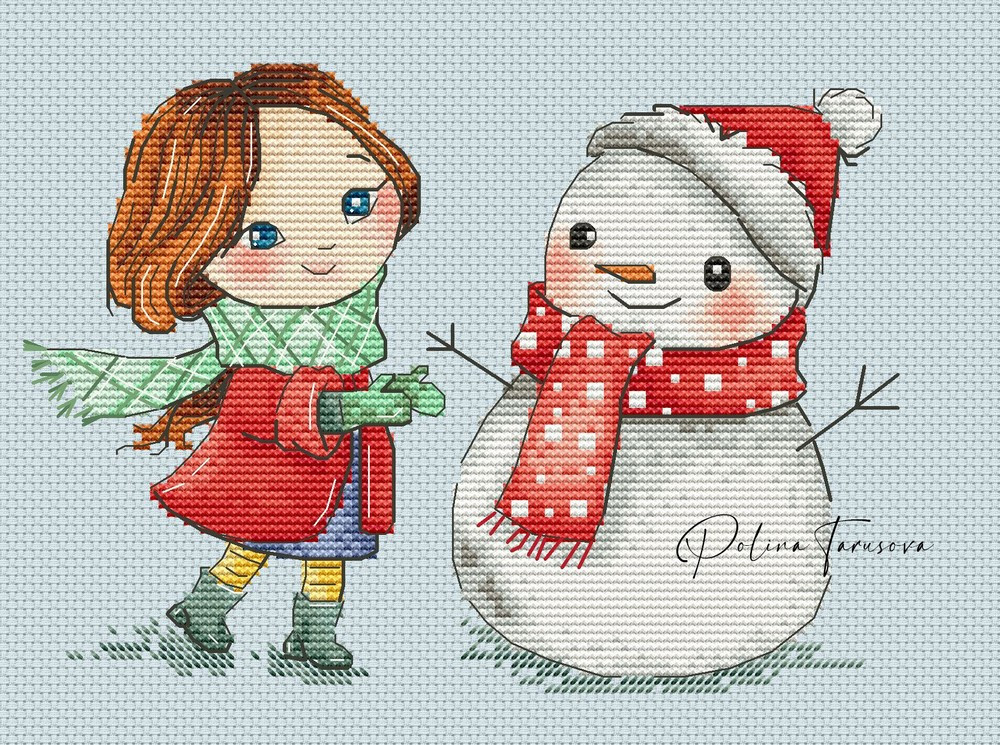 Grille point de croix - Mia et le bonhomme de neige - Polina