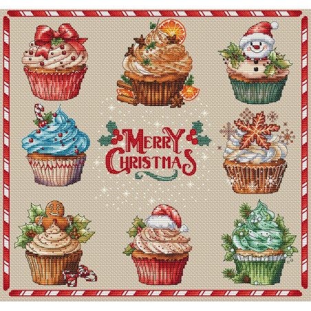 Grille point de croix - Cupcakes de Noël - Les petites croix de Lucie